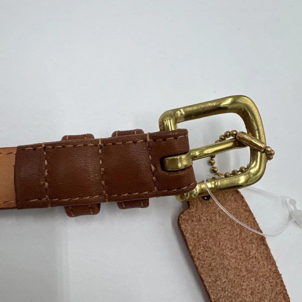 Vintage Coach 2800 British Tan Leather Belt Size 30 USA Solid Brass Hangtag